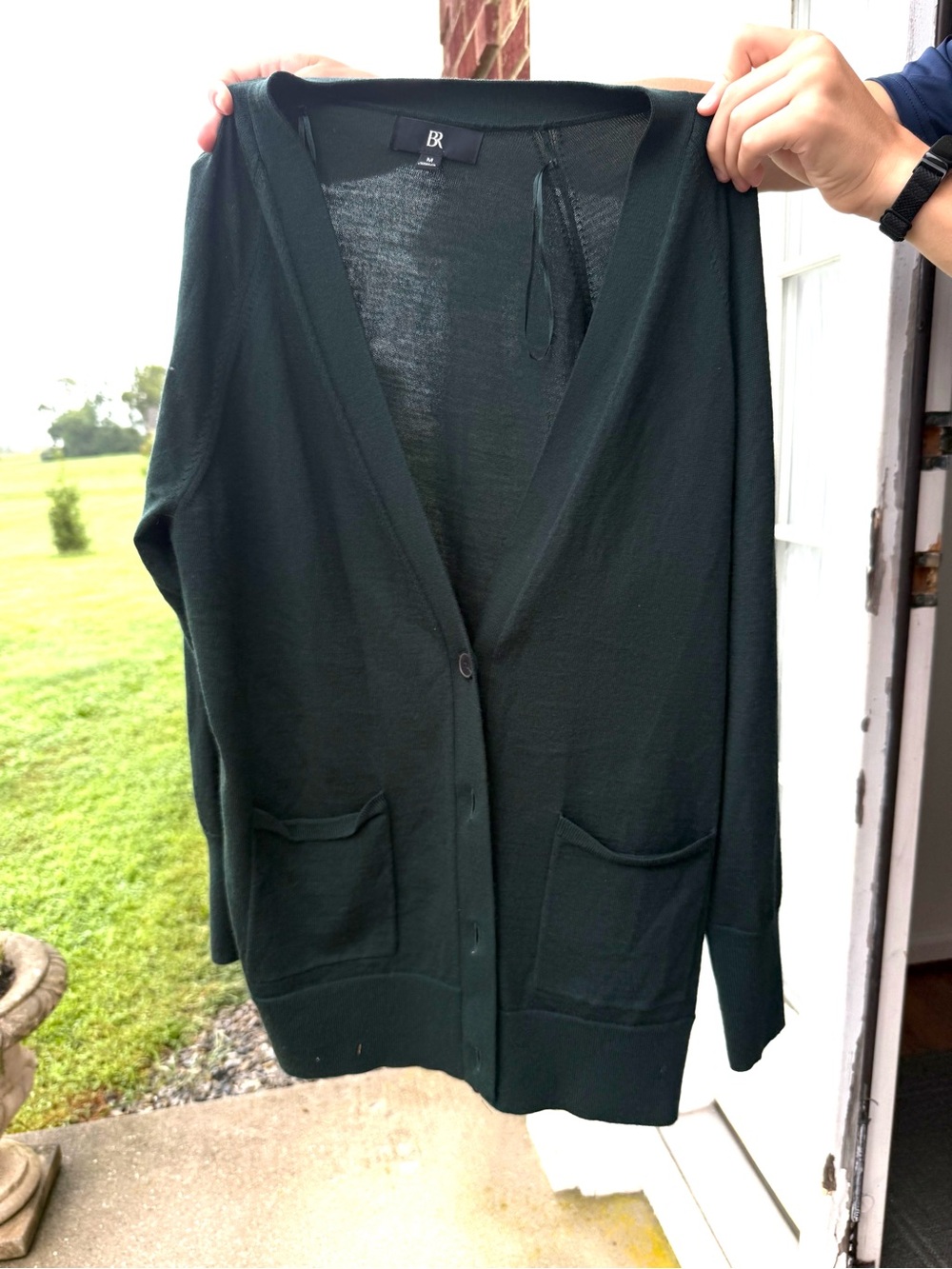 Banana Republic Deep Forest Green Button Front Cardigan